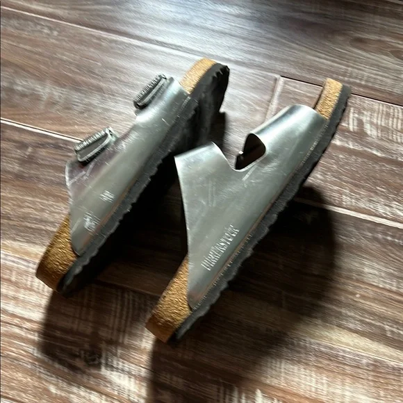 Birkenstock Metallic Silver Sandals - Picture 5 of 6